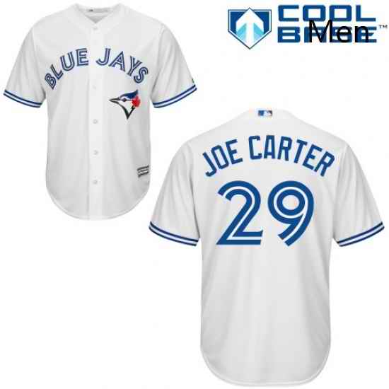 Mens Majestic Toronto Blue Jays 29 Joe Carter Replica White Home MLB Jersey